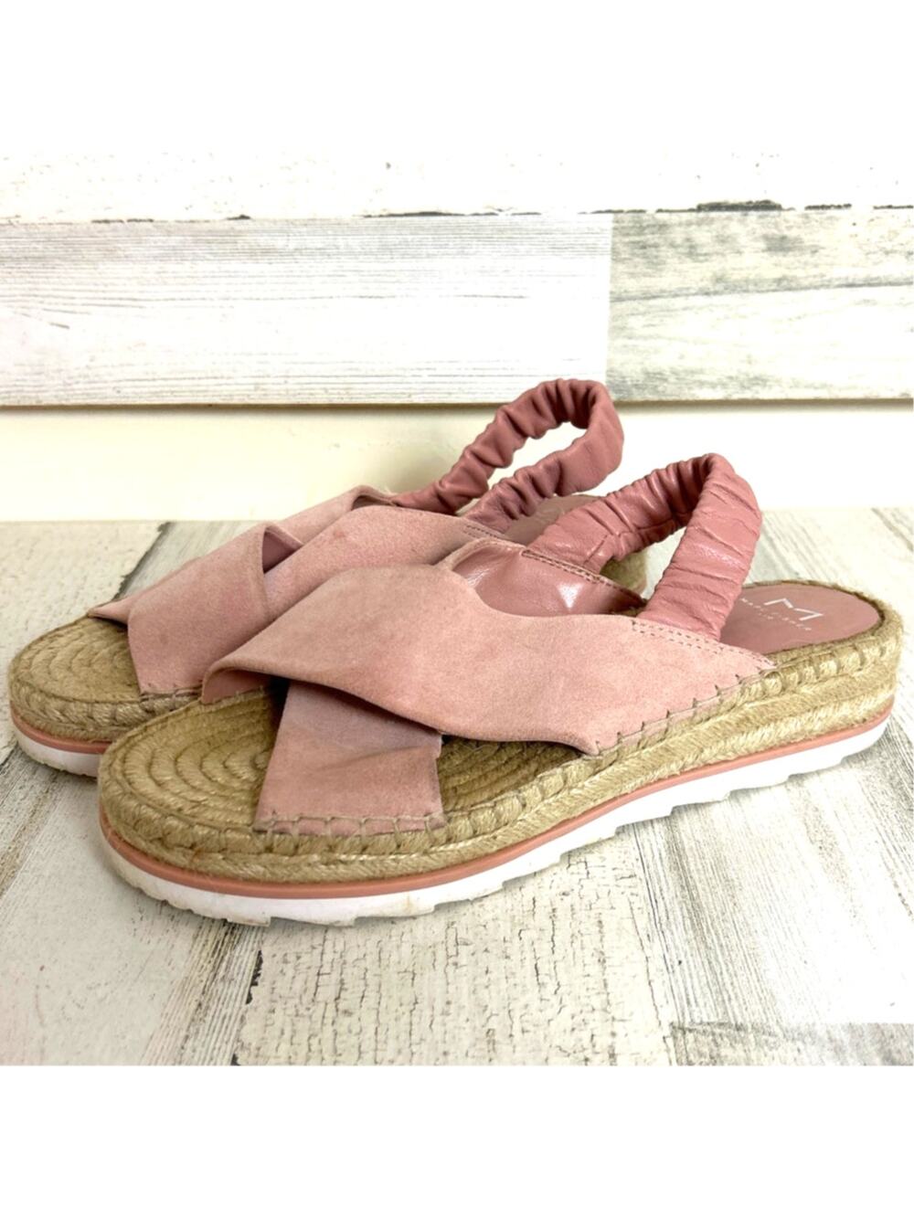Marc Fisher Womens 9 Pink Pella Suede Espadrille Platform Sandal Slip-On  Summer